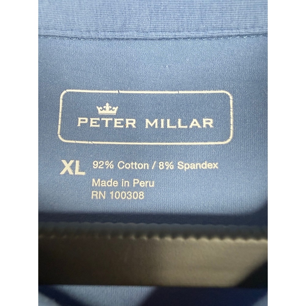 Peter Millar Mens XL Pocket Polo Shirt Blue Cotton Spandex Stretch Golf - Picture 3 of 10